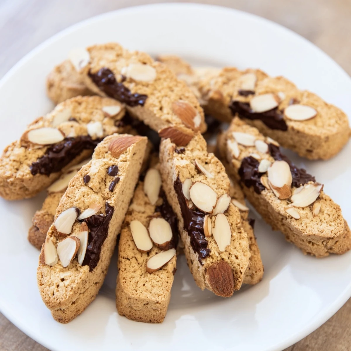 Warm, golden Soft Sweet Almond Biscotti, perfect for dipping into a steaming cup of coffee.