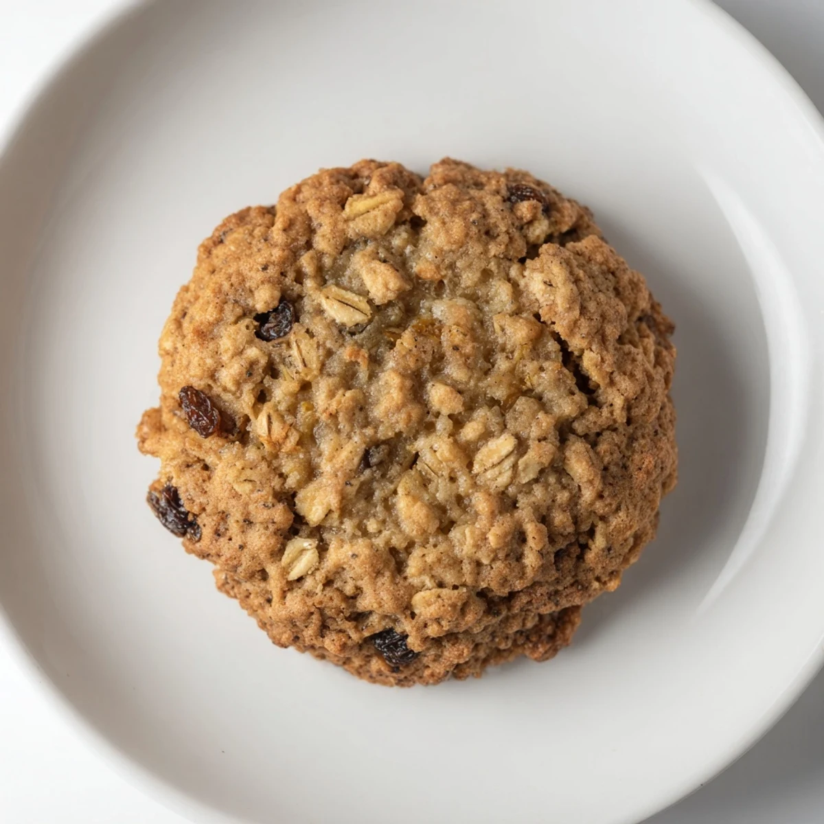 Warm, golden chewy oatmeal raisin cookies on a plate, ready to be enjoyed with a glass of milk.