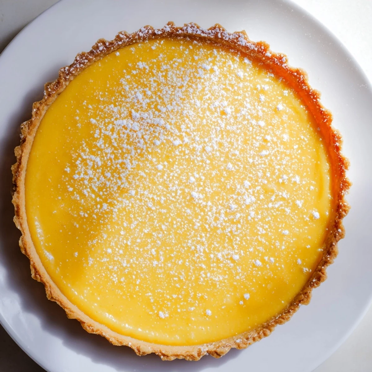 Golden-hued Home Plate: Saffron and vanilla custard tart, a creamy dessert perfect for special gatherings.