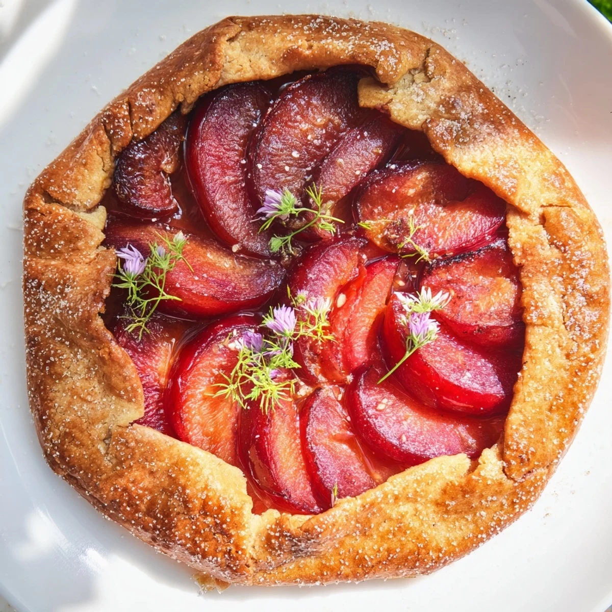 Honey and Plum Galette: A rustic galette with glistening plums and golden, flaky crust.