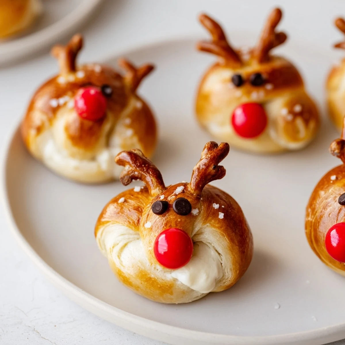 Festive Rudolf's Red Nose Pretzel Bites: Delicious, bite-sized appetizers with cheese filling and cute, edible details.