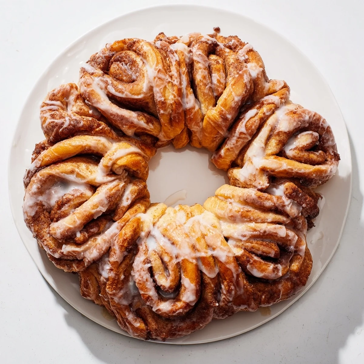 This homemade cinnamon roll pull-apart wreath offers a soft, comforting treat for breakfast.