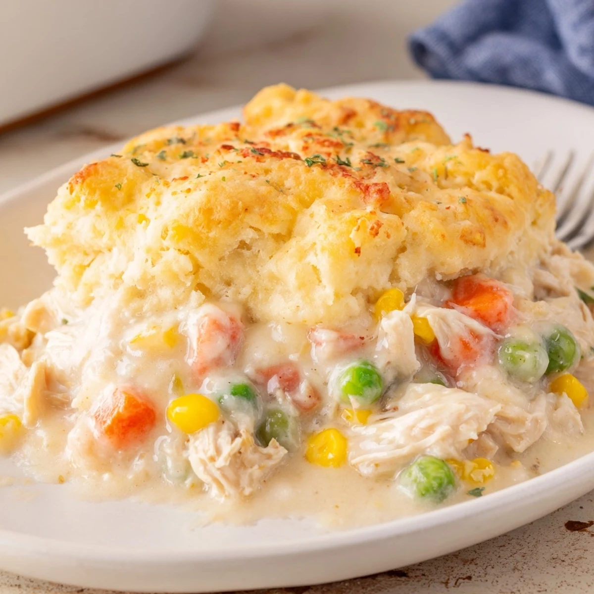 Delicious Chicken Cobbler, made with Red Lobster biscuit mix, offers classic comfort food flavors.