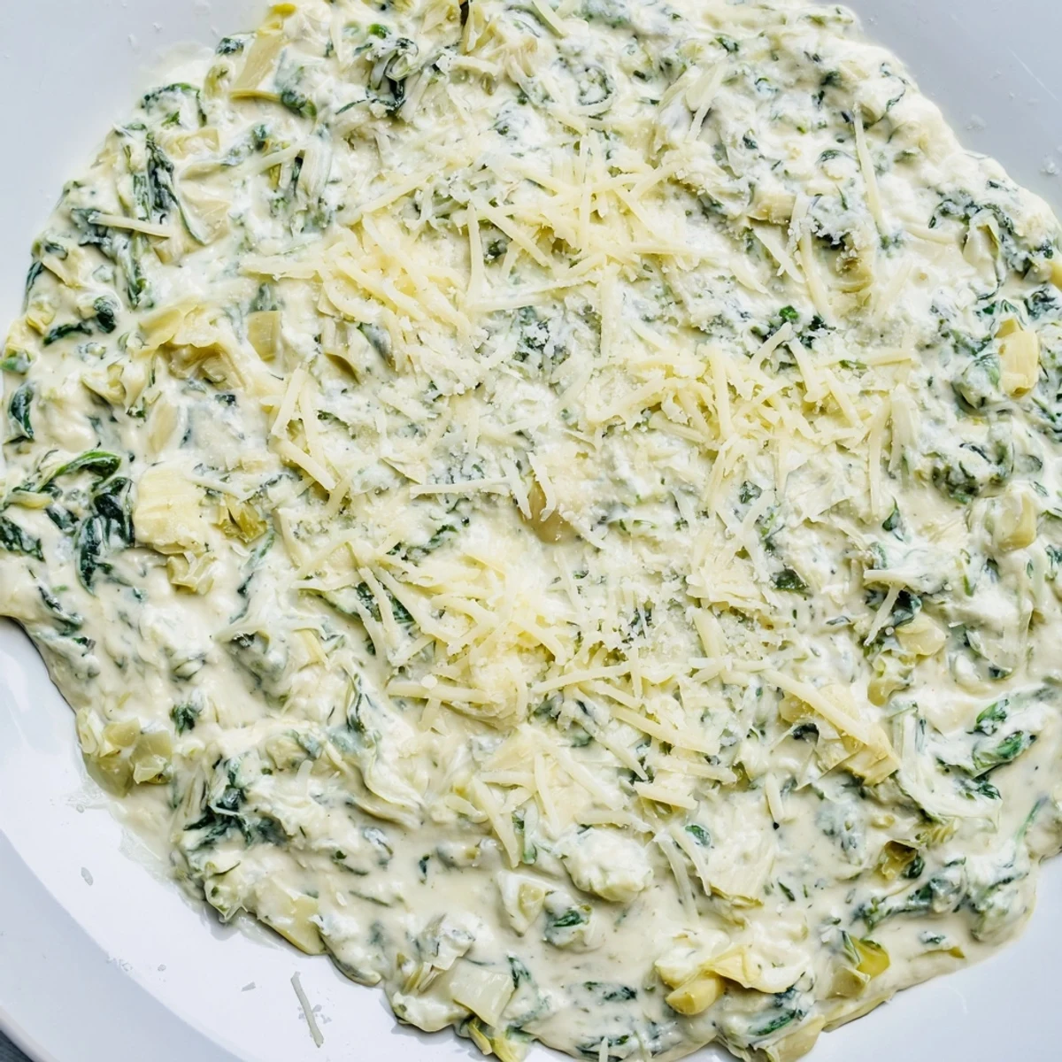 Golden, bubbly Spinach Artichoke Dip, fresh from the oven, served with crispy tortilla chips.