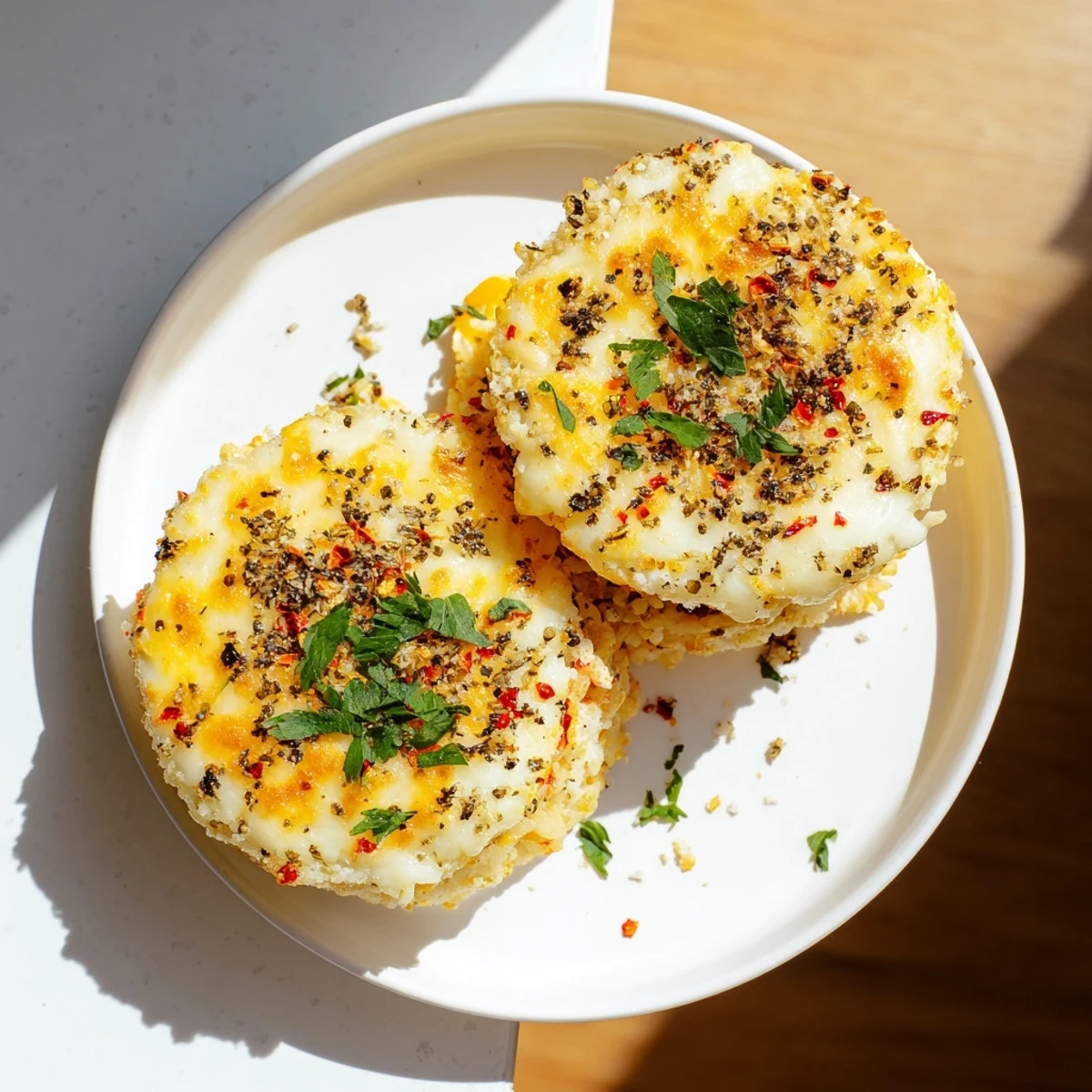 Golden, cheesy Crispy Rice Cake Cheese Stacks baked until bubbly and golden, perfect as a savory snack or side.