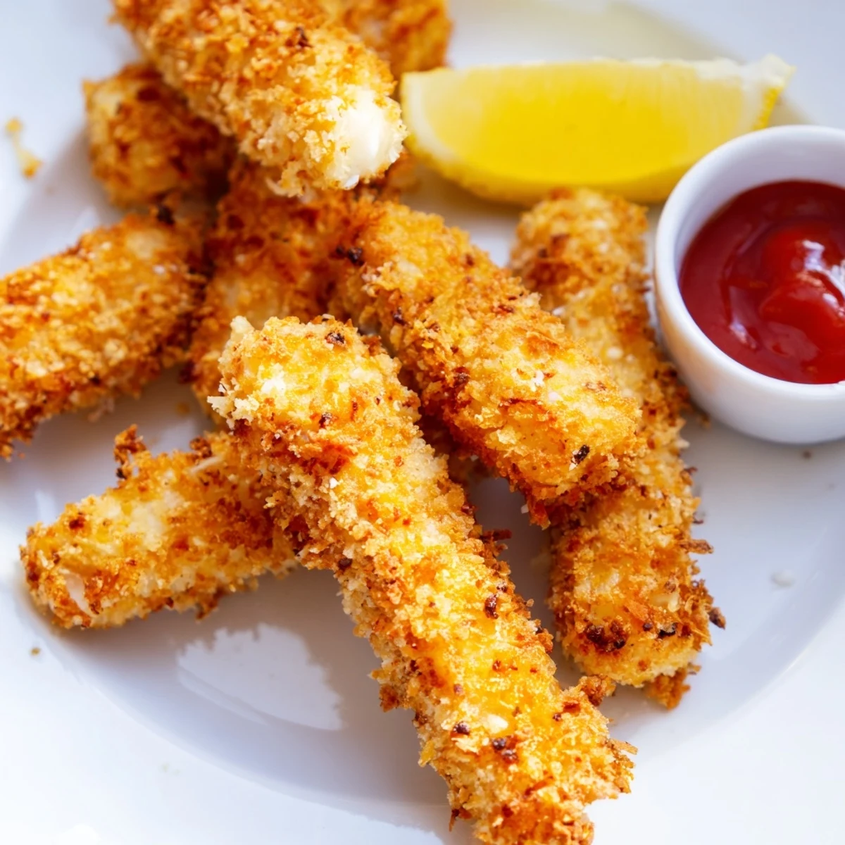 Freshly fried Crispy Panko Halloumi bites, golden-brown and paired with lemon wedges for a tangy kick.