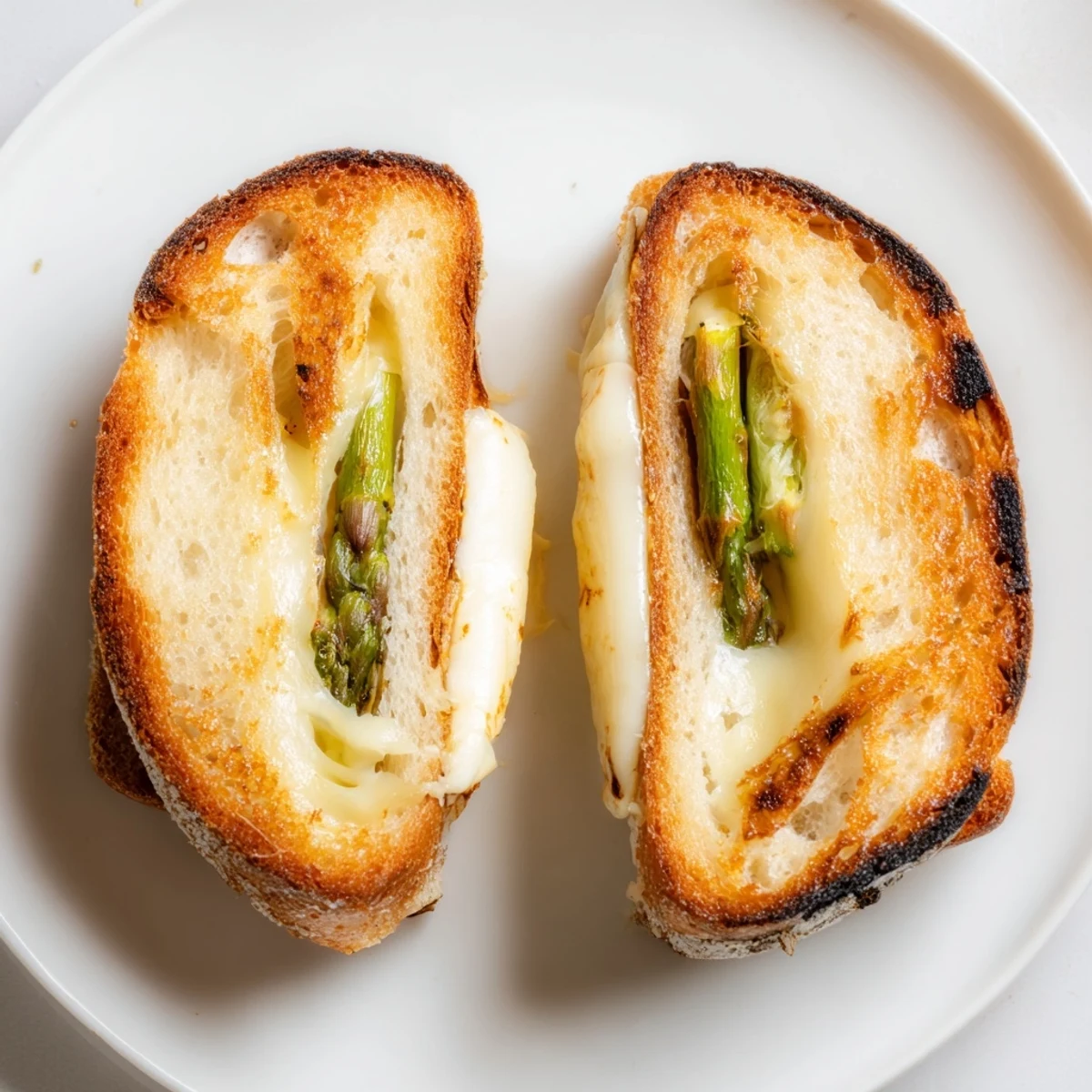 Golden-buttered sourdough slices cradle tender, charred asparagus and melting Brie in this upscale Asparagus & Brie Grilled Cheese.  