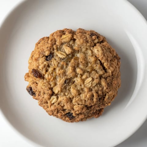Warm, golden chewy oatmeal raisin cookies on a plate, ready to be enjoyed with a glass of milk.