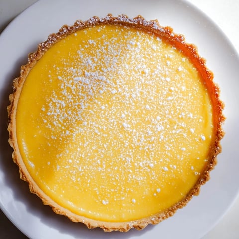 Golden-hued Home Plate: Saffron and vanilla custard tart, a creamy dessert perfect for special gatherings.