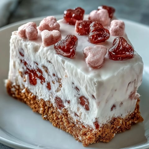 Candy Hearts Fake Cake with creamy filling and a crunchy candy heart crust.