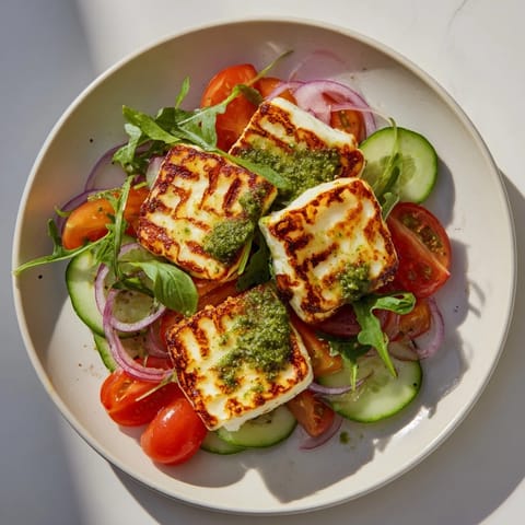 Grilled Halloumi Pesto Plate