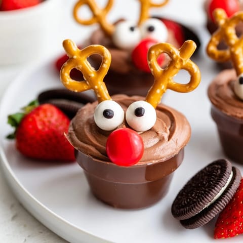 Chocolate Reindeer Pudding Cups
