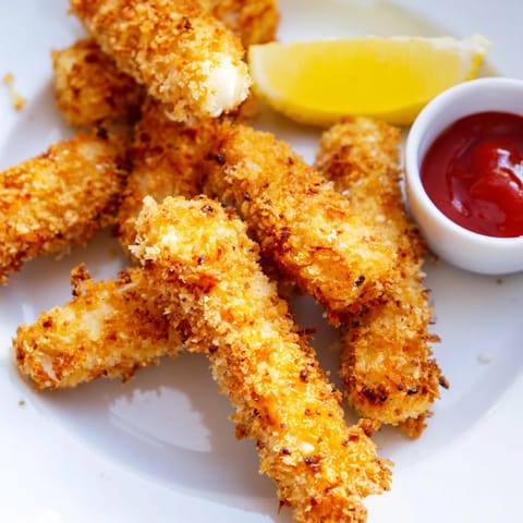 Freshly fried Crispy Panko Halloumi bites, golden-brown and paired with lemon wedges for a tangy kick.