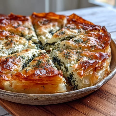 A single slice of Feta and Kale Börek reveals a creamy, savory interior with wilted kale.