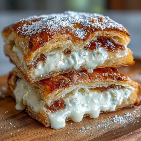 Flaky puff pastry rectangles stuffed with melted cream cheese and vibrant guava paste.