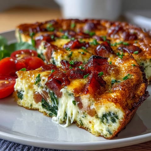 Savory One-Pan Ham and Cheese Frittata with golden eggs, diced ham, and melted cheddar, baked to perfection.  