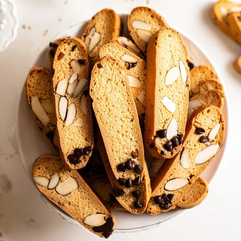 A close-up of delicious, tender Soft Sweet Almond Biscotti, lightly dusted, ready to enjoy with a treat.