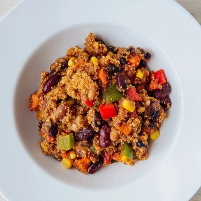 Delicious and comforting bowl of Rustic Wheat-Warm Chili topped with golden crusty cornbread.