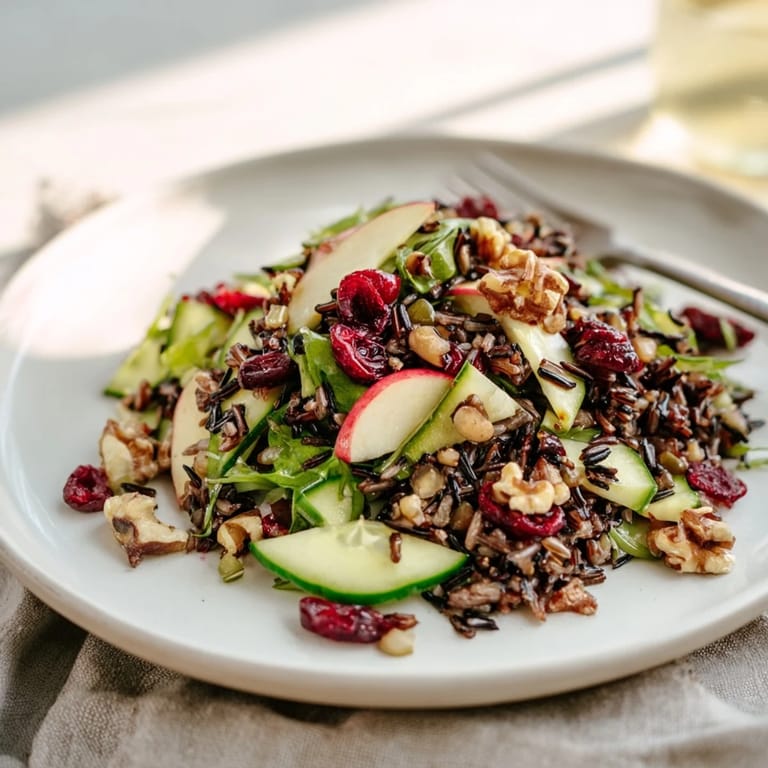 Taste the delightful contrast of textures in this Light Forest-Inspired Wild Rice and Cranberry Salad.