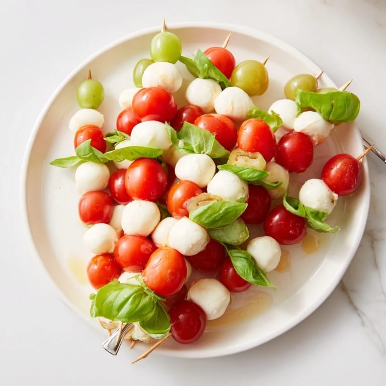 Vibrant Caprese Skewer Tree featuring juicy tomatoes, creamy mozzarella, and a balsamic drizzle.