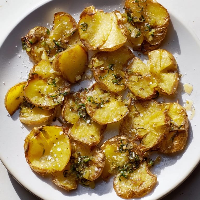 Oven-roasted Smashed Green Onion Potato Bombs with a beautiful, golden-brown exterior and crispy edges.