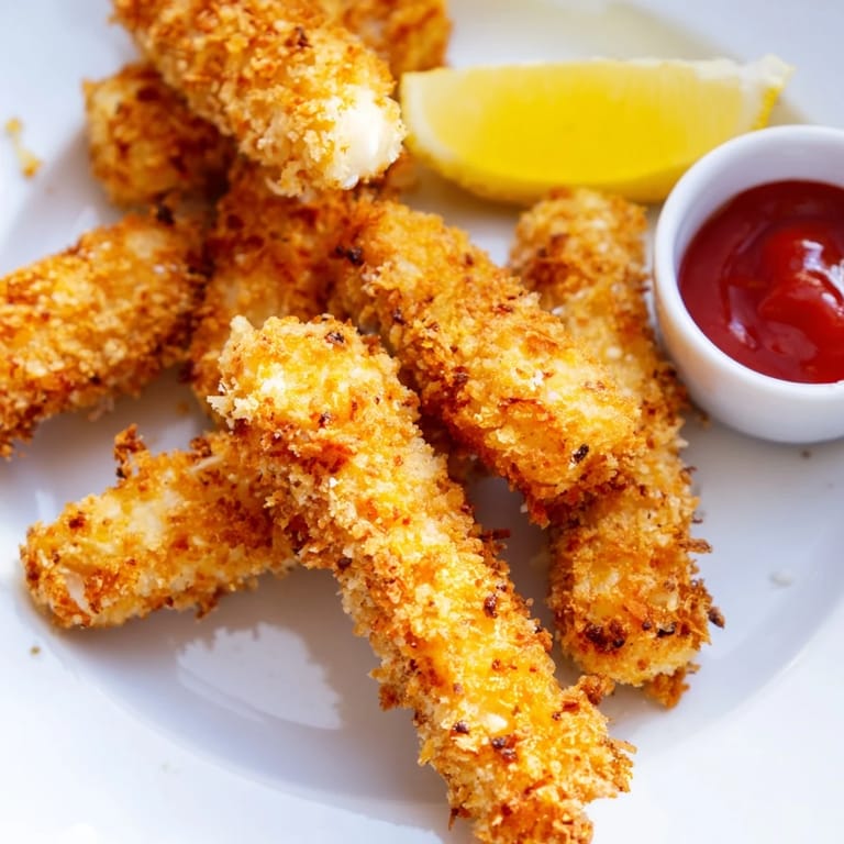 Freshly fried Crispy Panko Halloumi bites, golden-brown and paired with lemon wedges for a tangy kick.
