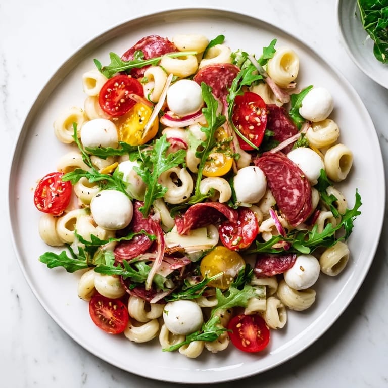 Ready in 30 minutes, this Italian-American pasta salad mixes salami, arugula, and giardiniera, ideal for easy spring gatherings or meal prep lunches.