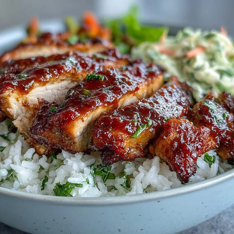Roasted vegetables and creamy coleslaw add crunch and tang to this BBQ Chicken Bowl.
