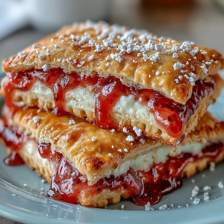 Homemade Guava Cheese Pop Tarts with crimped edges and a drizzled glaze, perfect for breakfast or dessert.