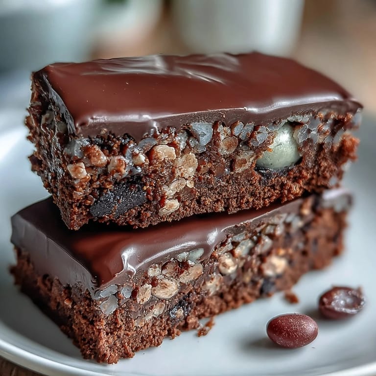 Decadent Cadbury Egg brownies baked to perfection, featuring a moist chocolate base and sweet candy-studded topping.  