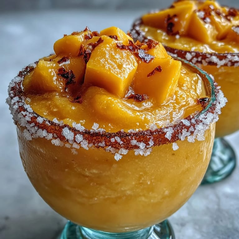 Vibrant frozen mango margarita mocktail blending ripe mango, lime, and orange juice for a refreshing citrus burst.